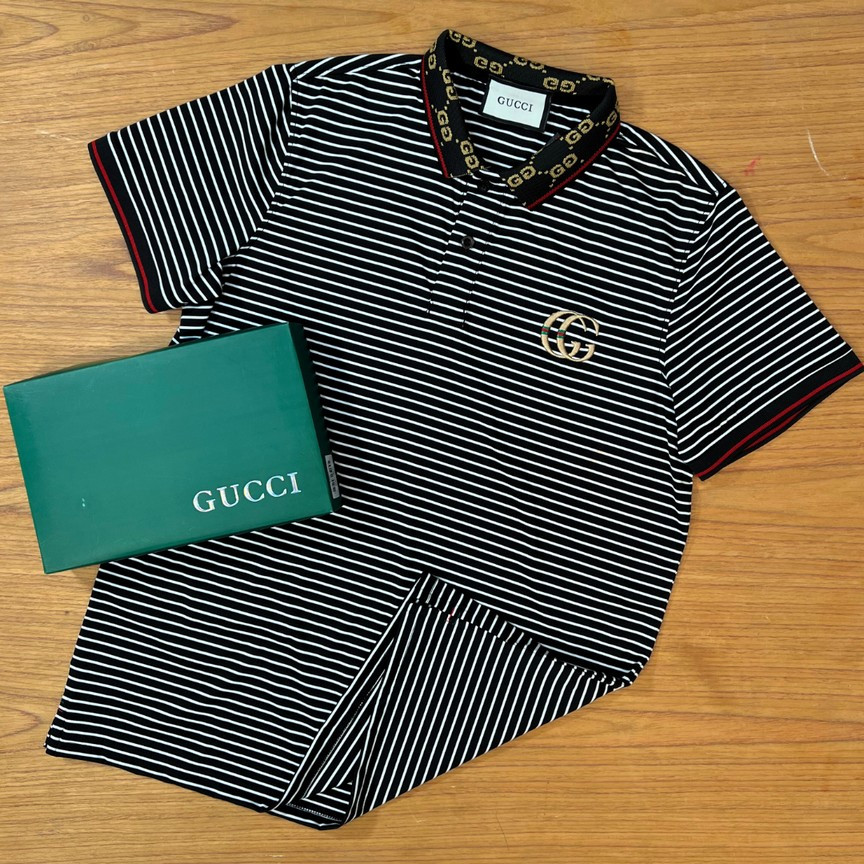 PL108 Black Step White Polo Shirt