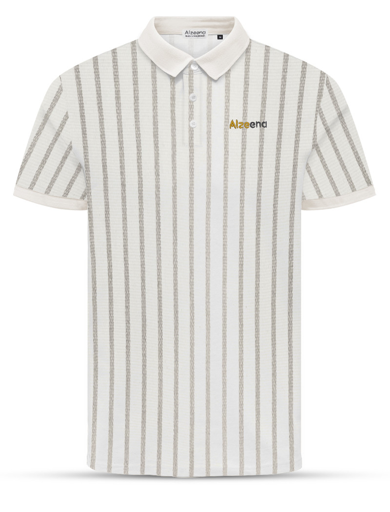 APL16 White Step Men's Polo
