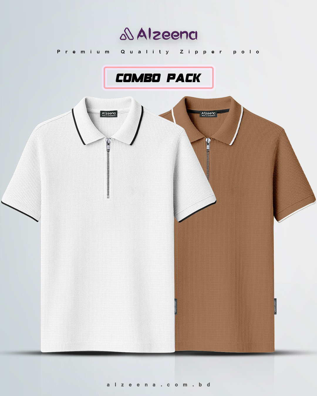 APL22 DPBRN&White men's polo combo