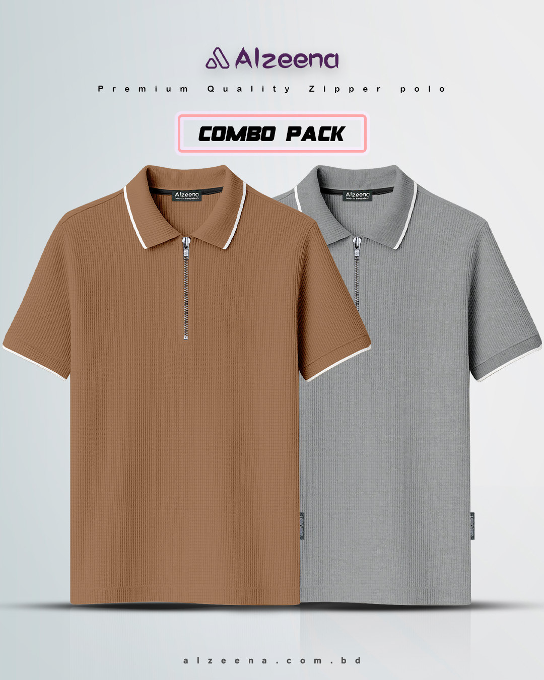 APL22 DPBRN&GRY men's polo combo