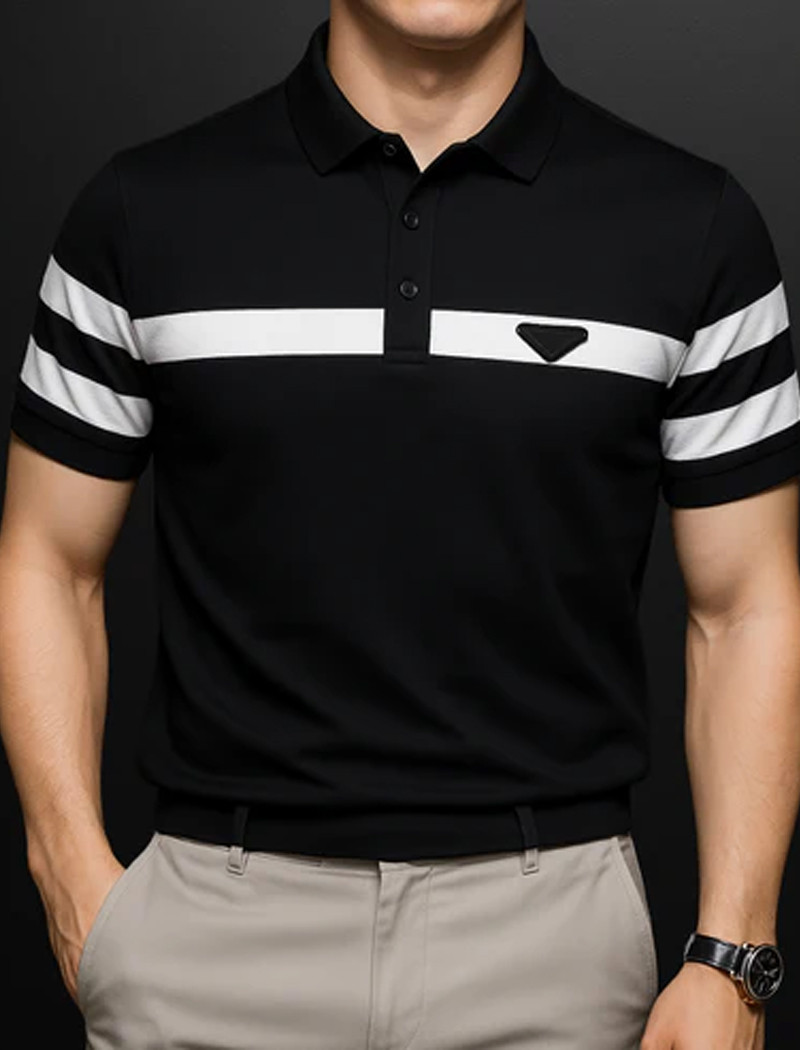 PL138 Black Prada men's Polo