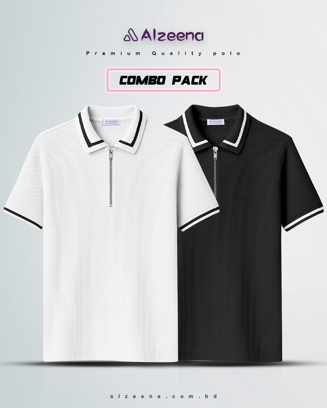 WP02 W+B men's polo combo