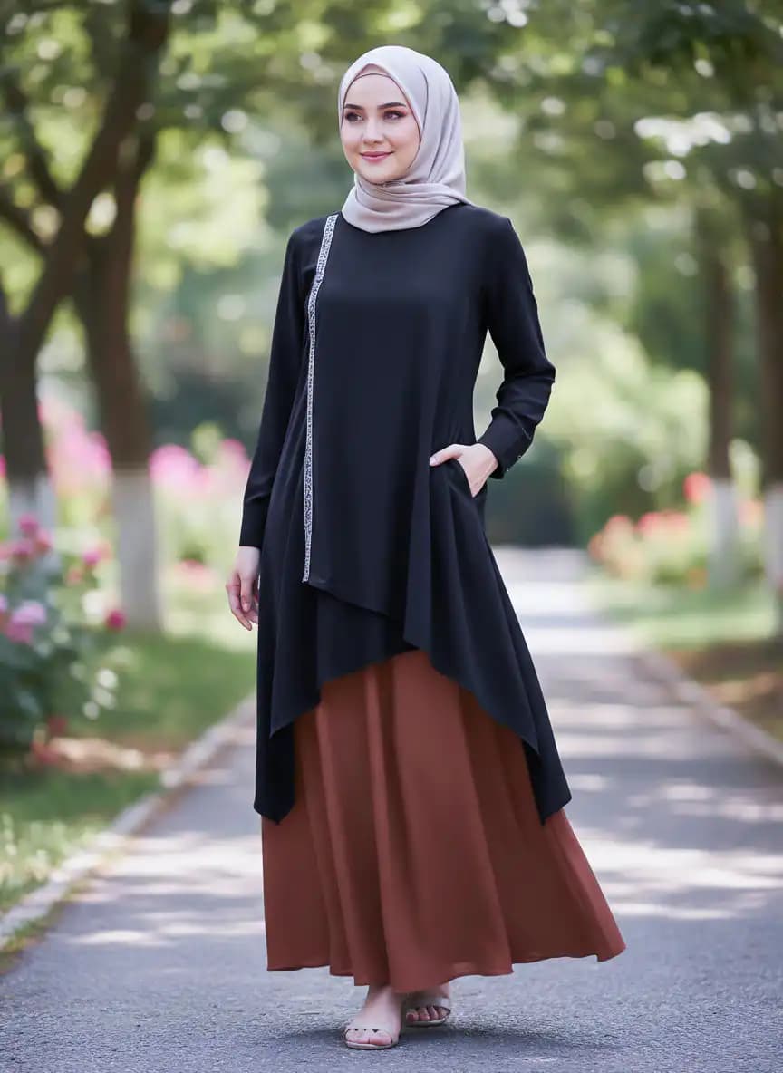 BRK13 Black 2 Skirt set