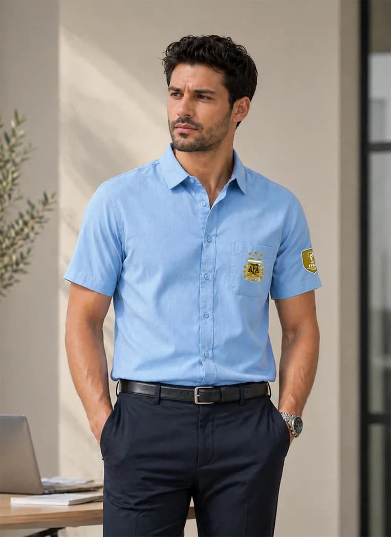 SHT72 Argentina Sky Blue Half Sleeve Shirt