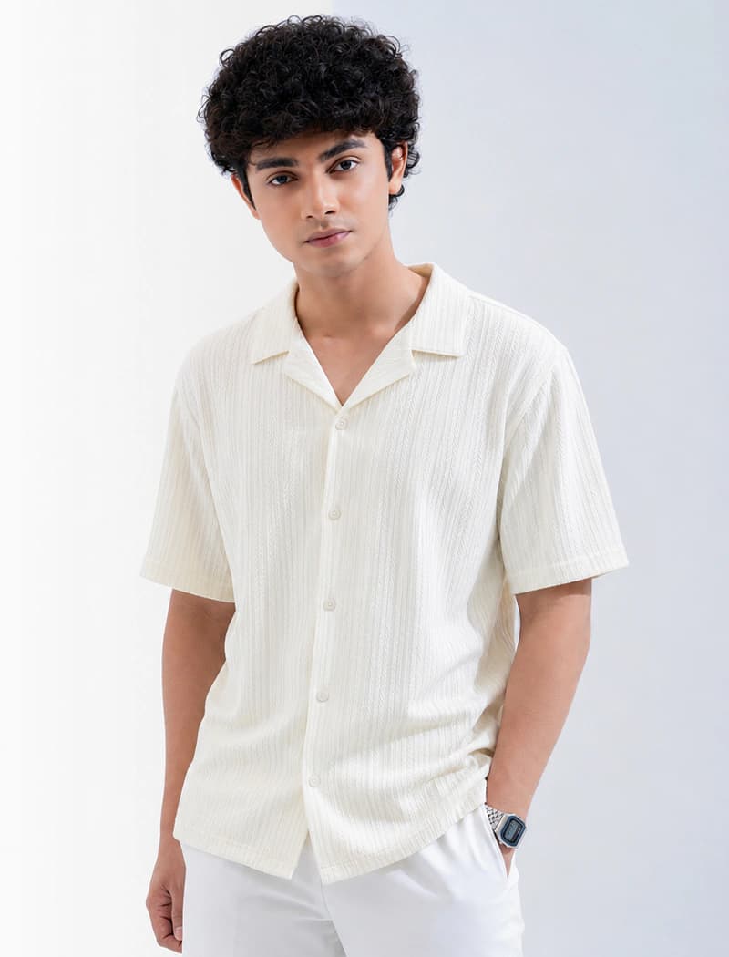 SHT75 Off White Half Sleeve Shirt