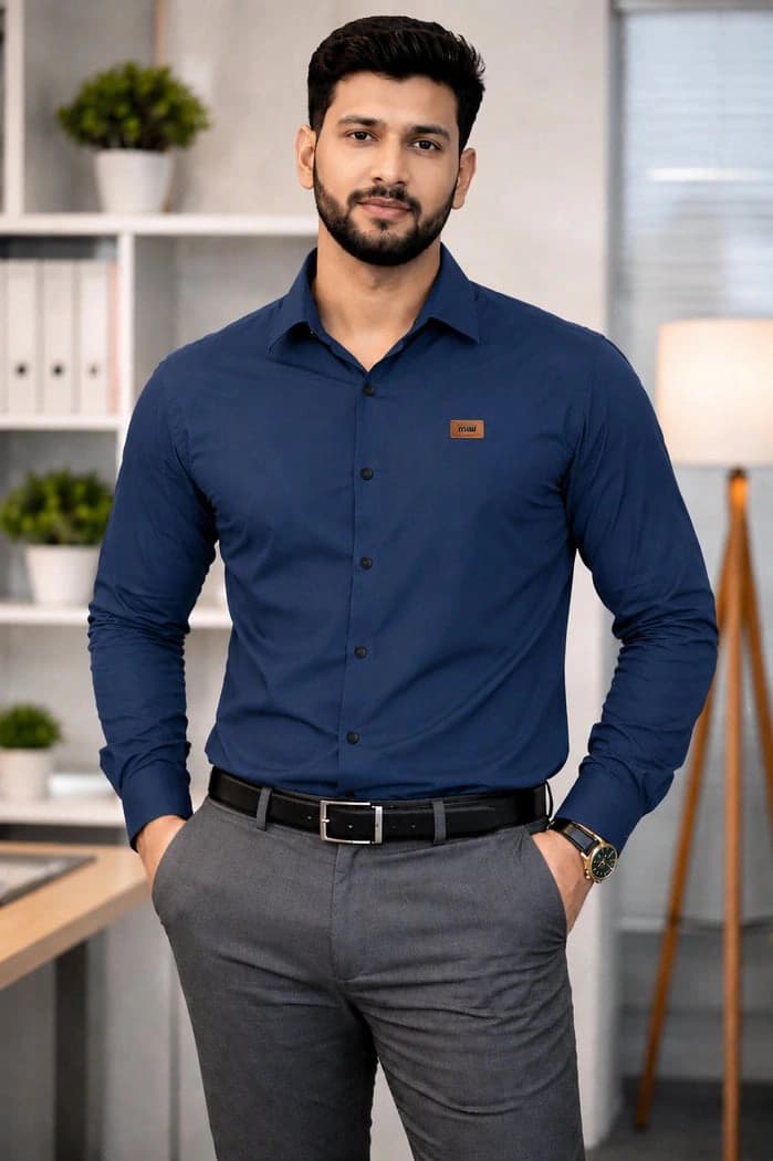 SHT61 Navy Blue Full Sleeves Shirt