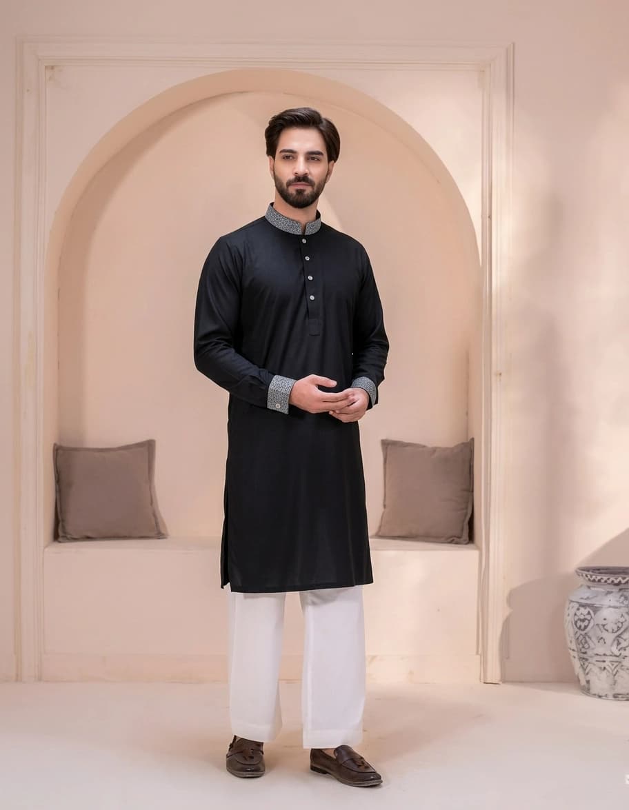 PJB127 Black Color Panjabi