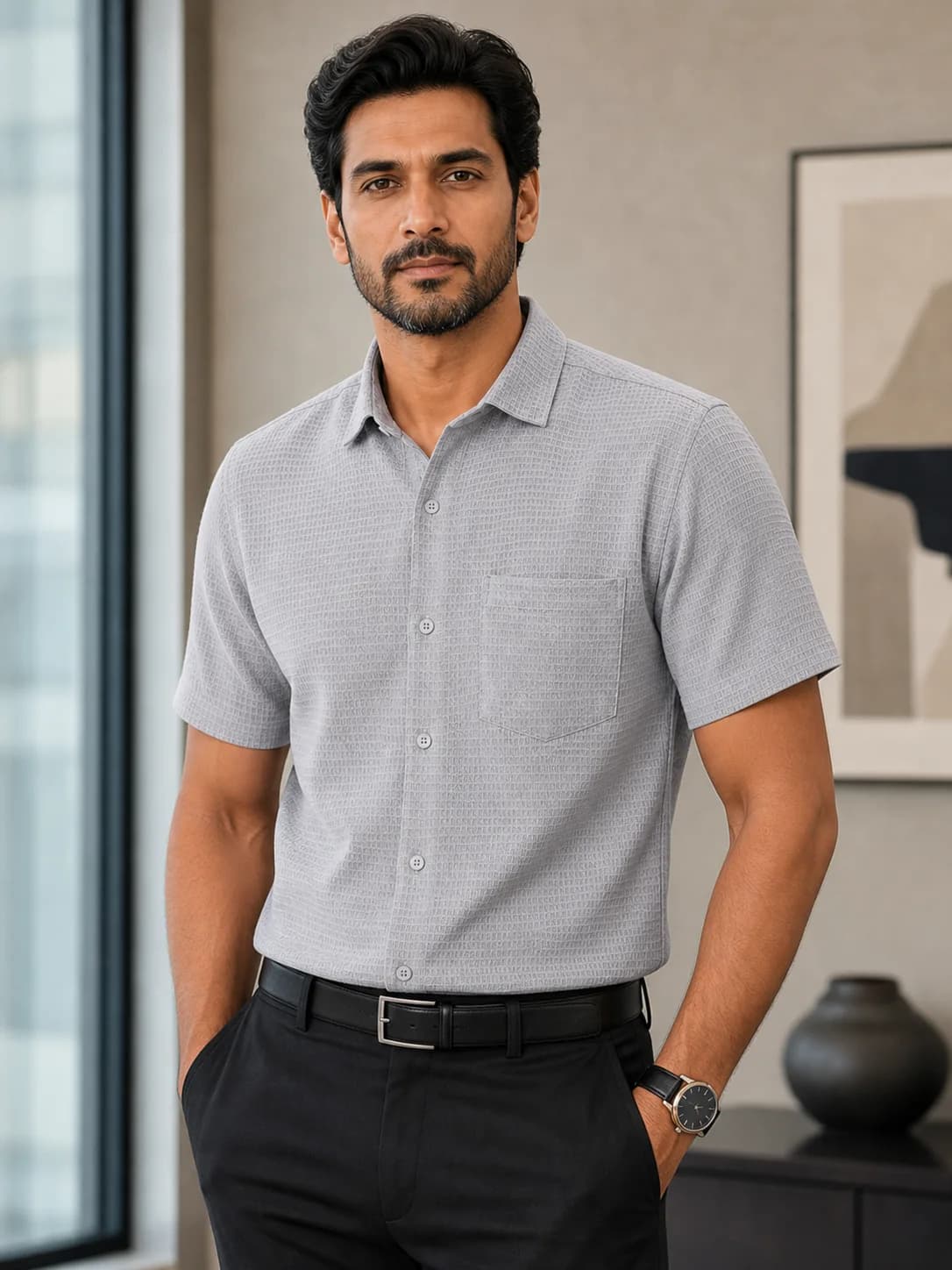SHT74 Ash Half Sleeve Shirt