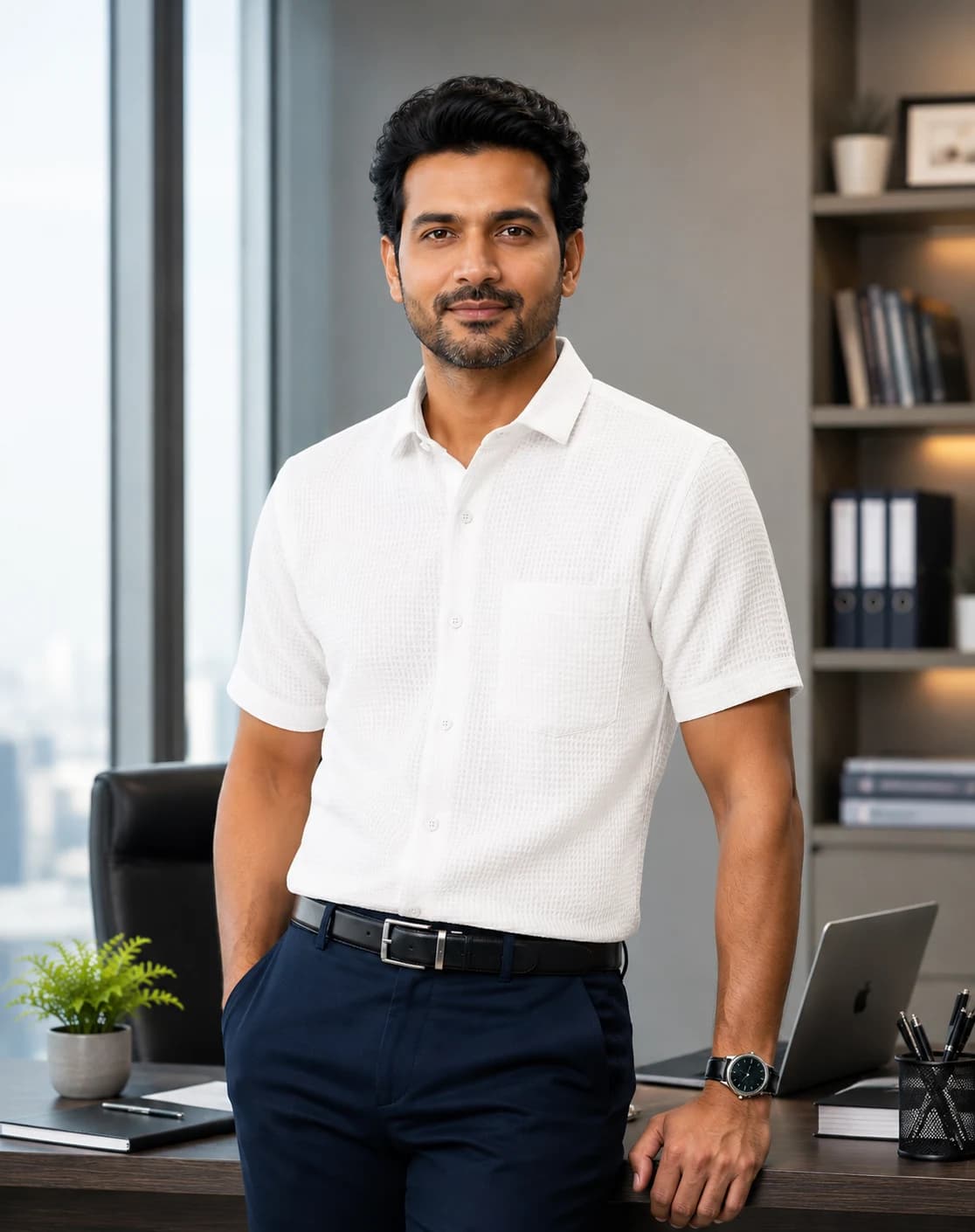 SHT74 White Half Sleeve Shirt