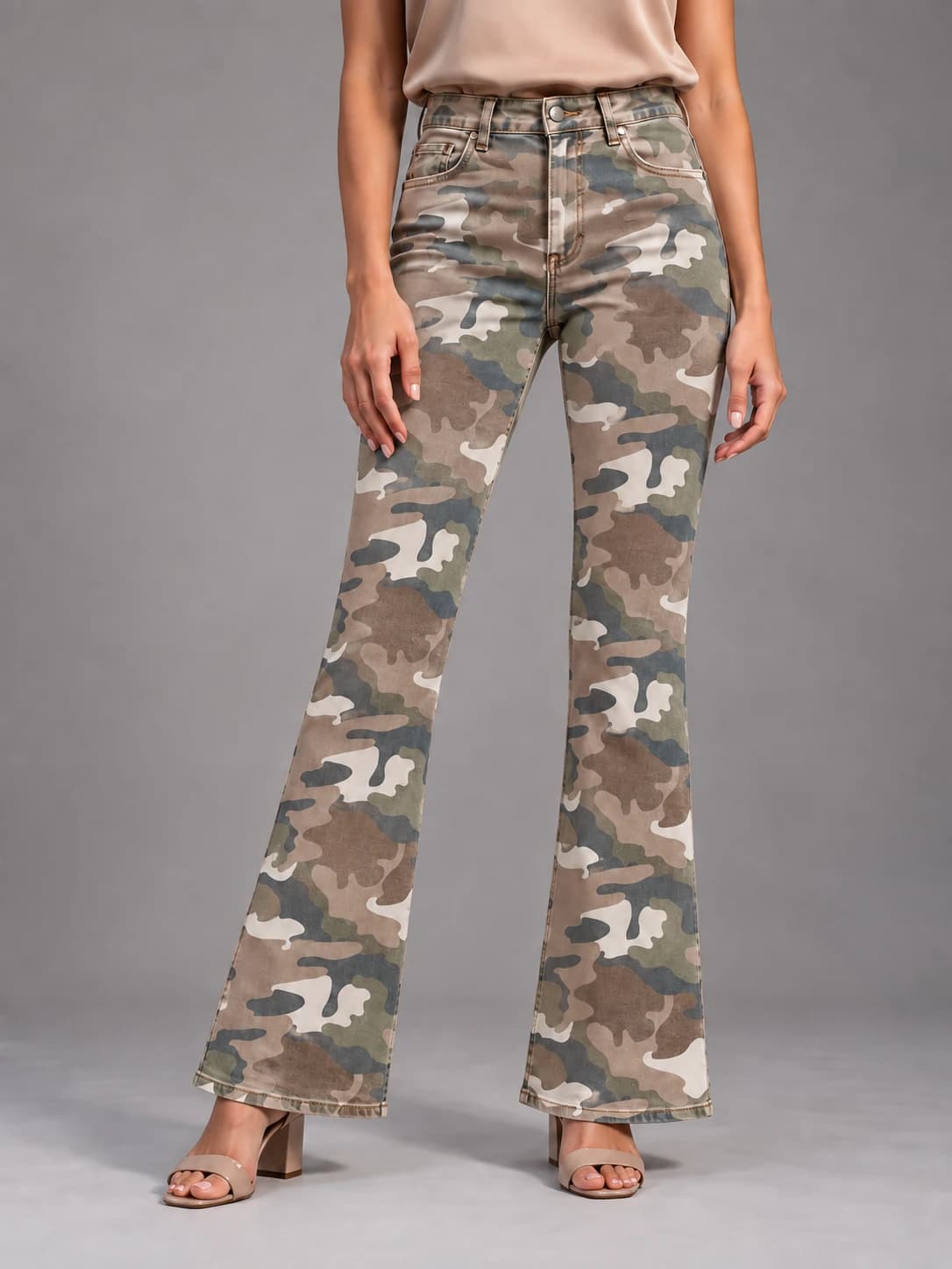 TX168 Brown Ladis Camo Bootcut Pants