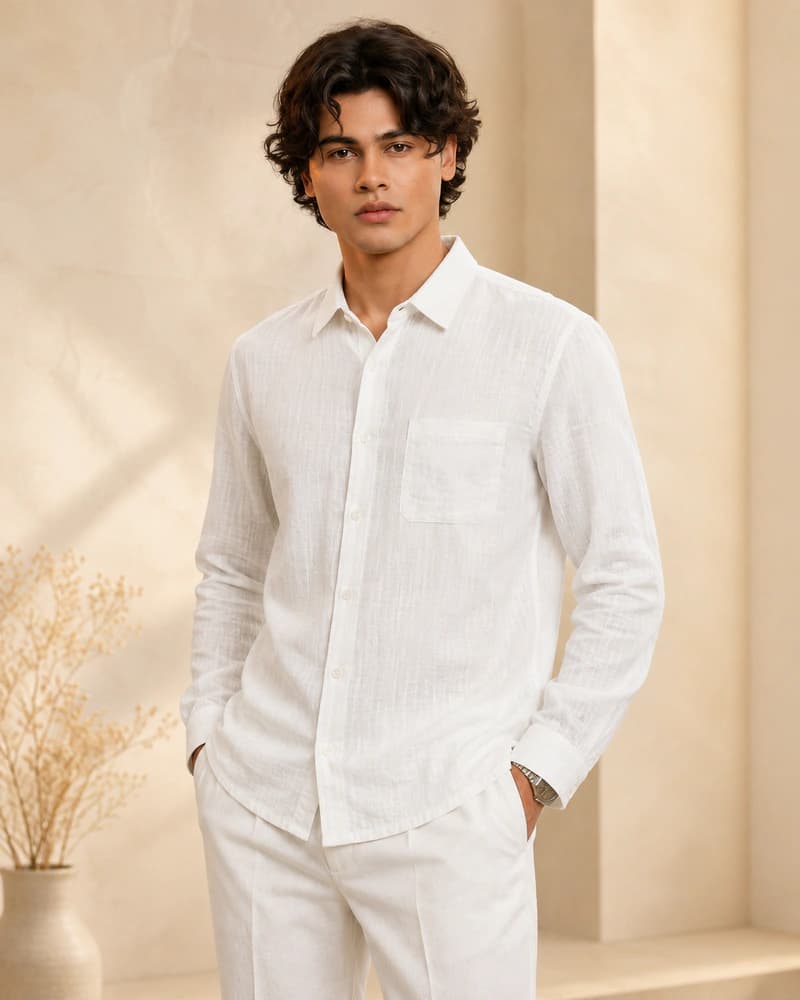 SHT94 White Full Sleeves Shirt
