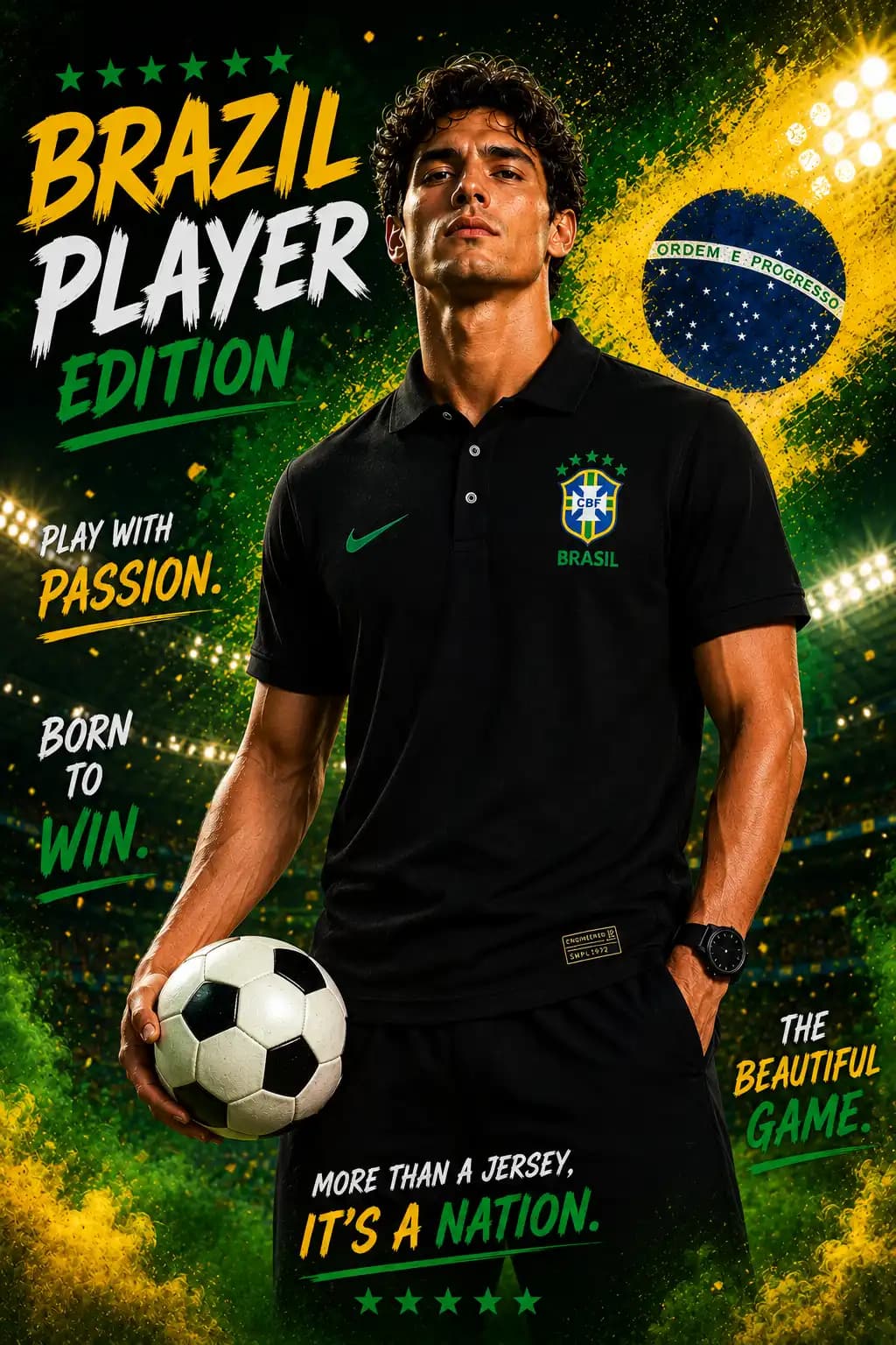 TX62 Brasil Black Men's Polo