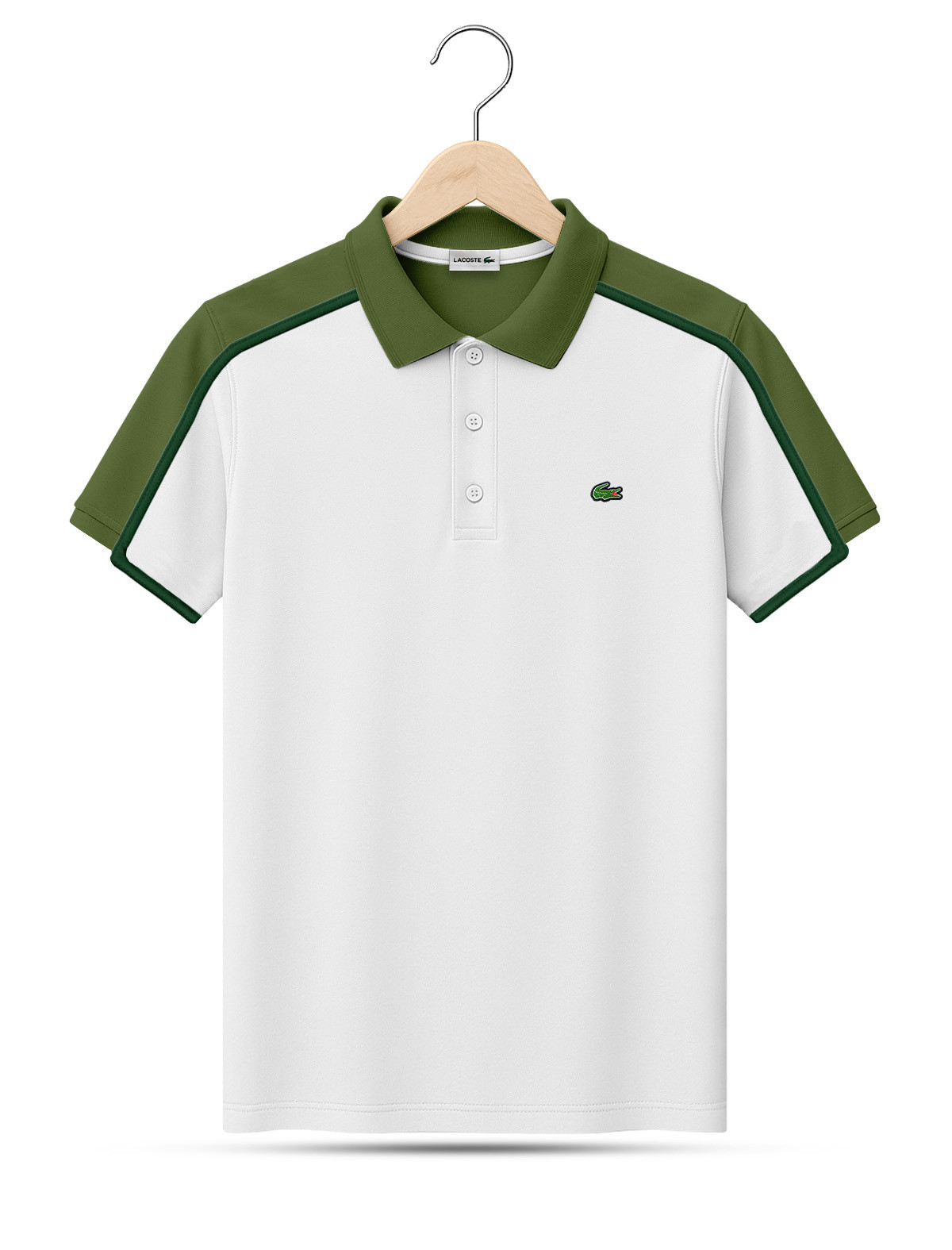 PL144 White Lecoste men's polo