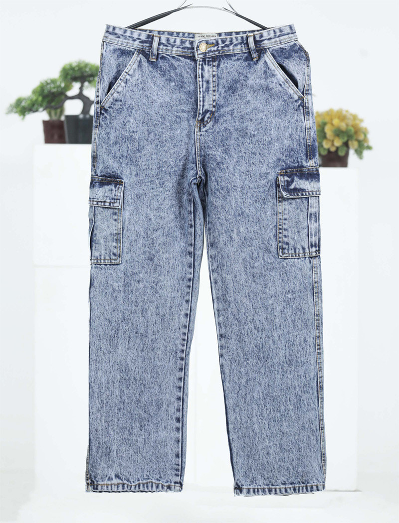 PN91 Light wash 6 Pocket cargo baggy jeans pant