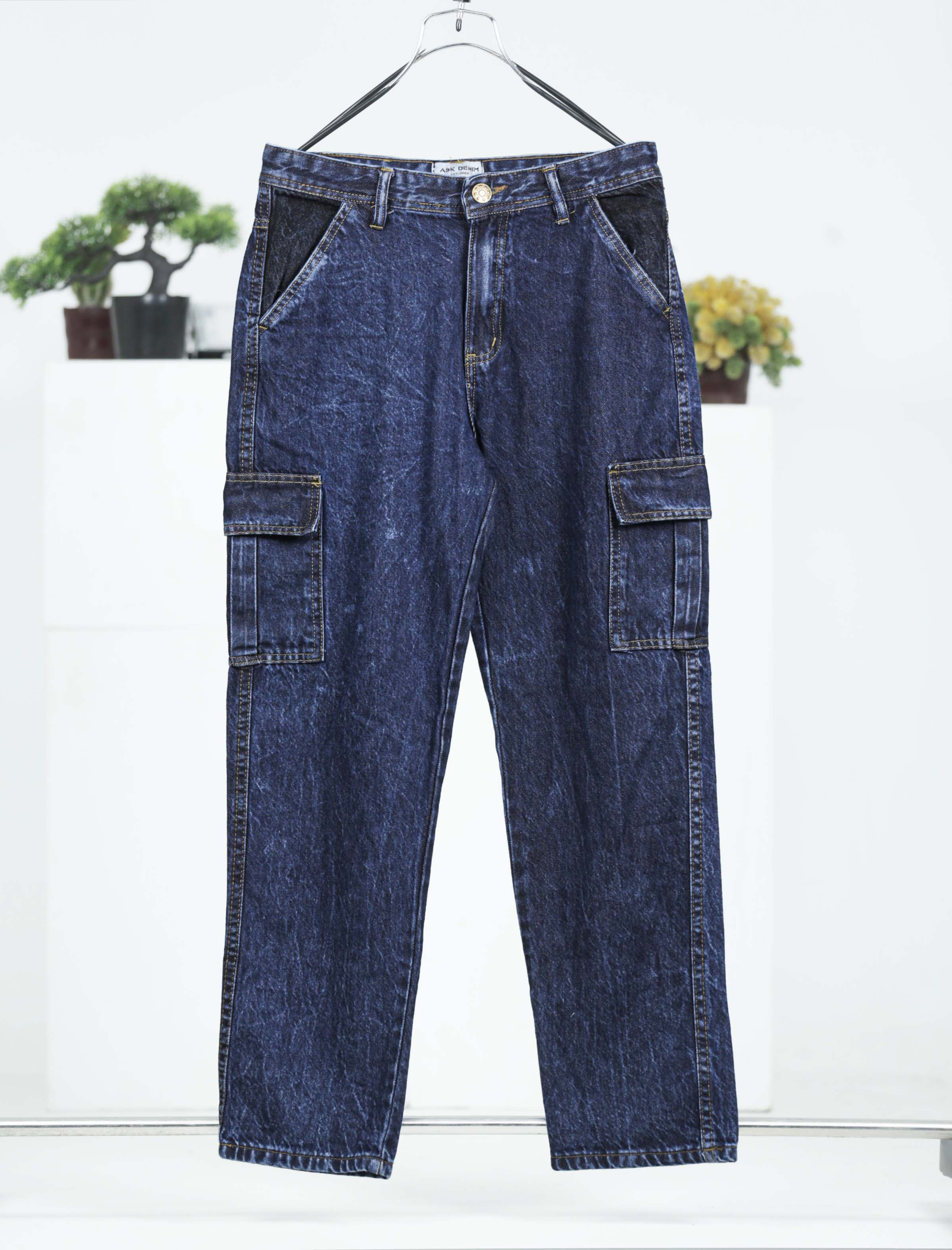 PN91 Blue 6 Pocket cargo baggy jeans pant