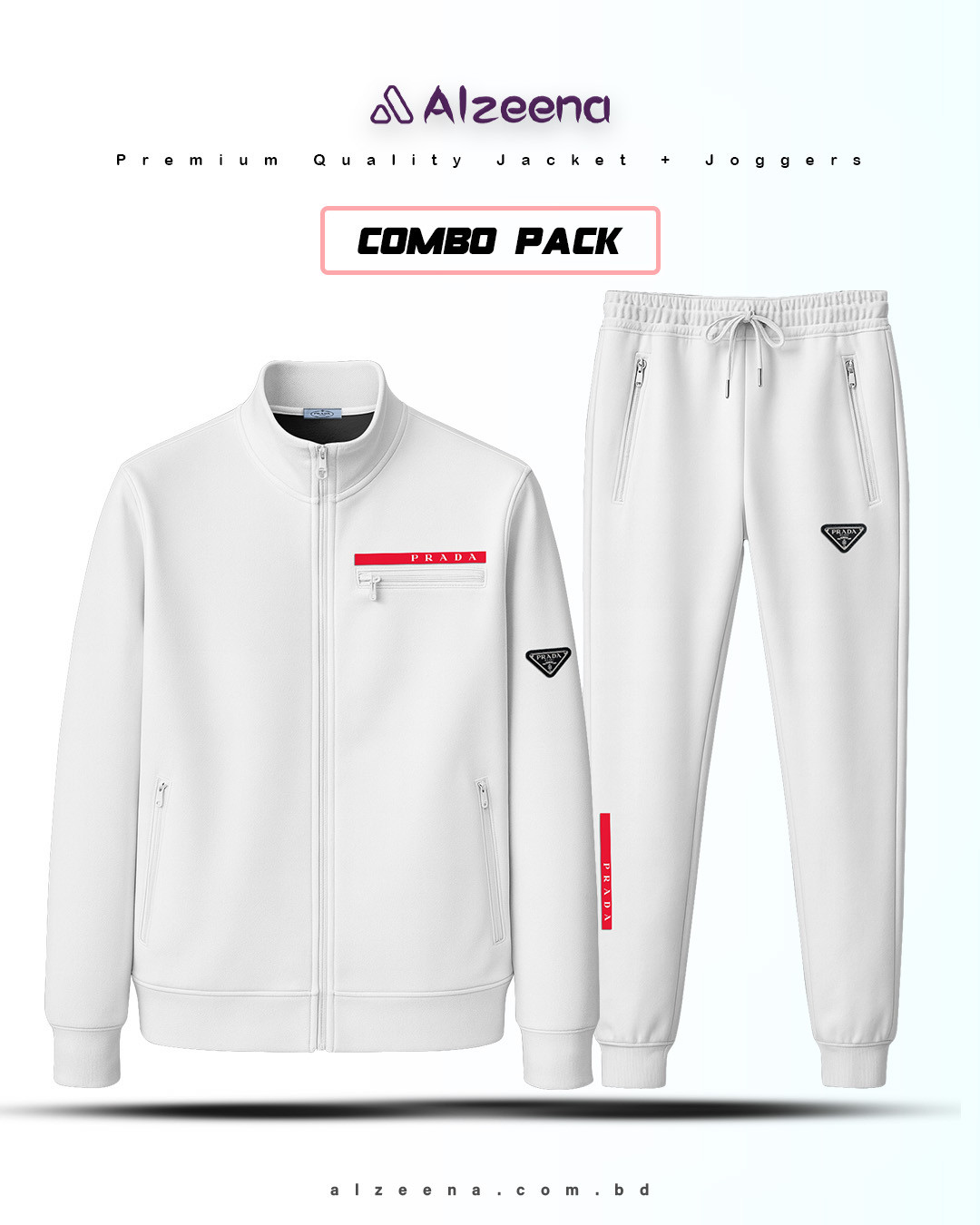 JKT38 & JOG42 White 2 pcs Combo Prada