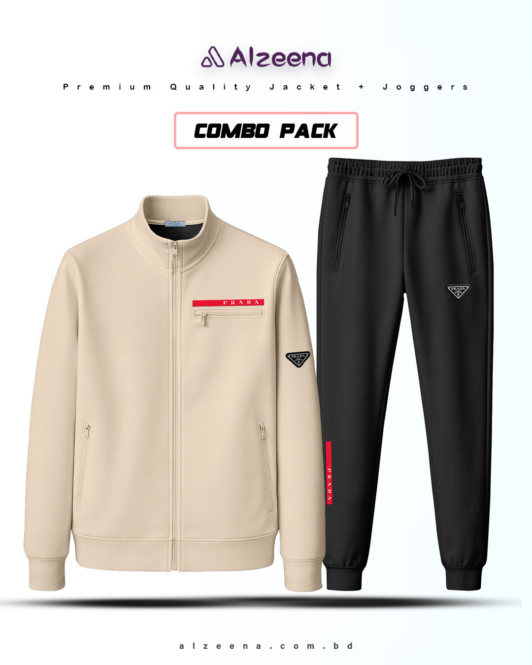 JKT38brn & JOG42 Black 2 pcs Combo Prada