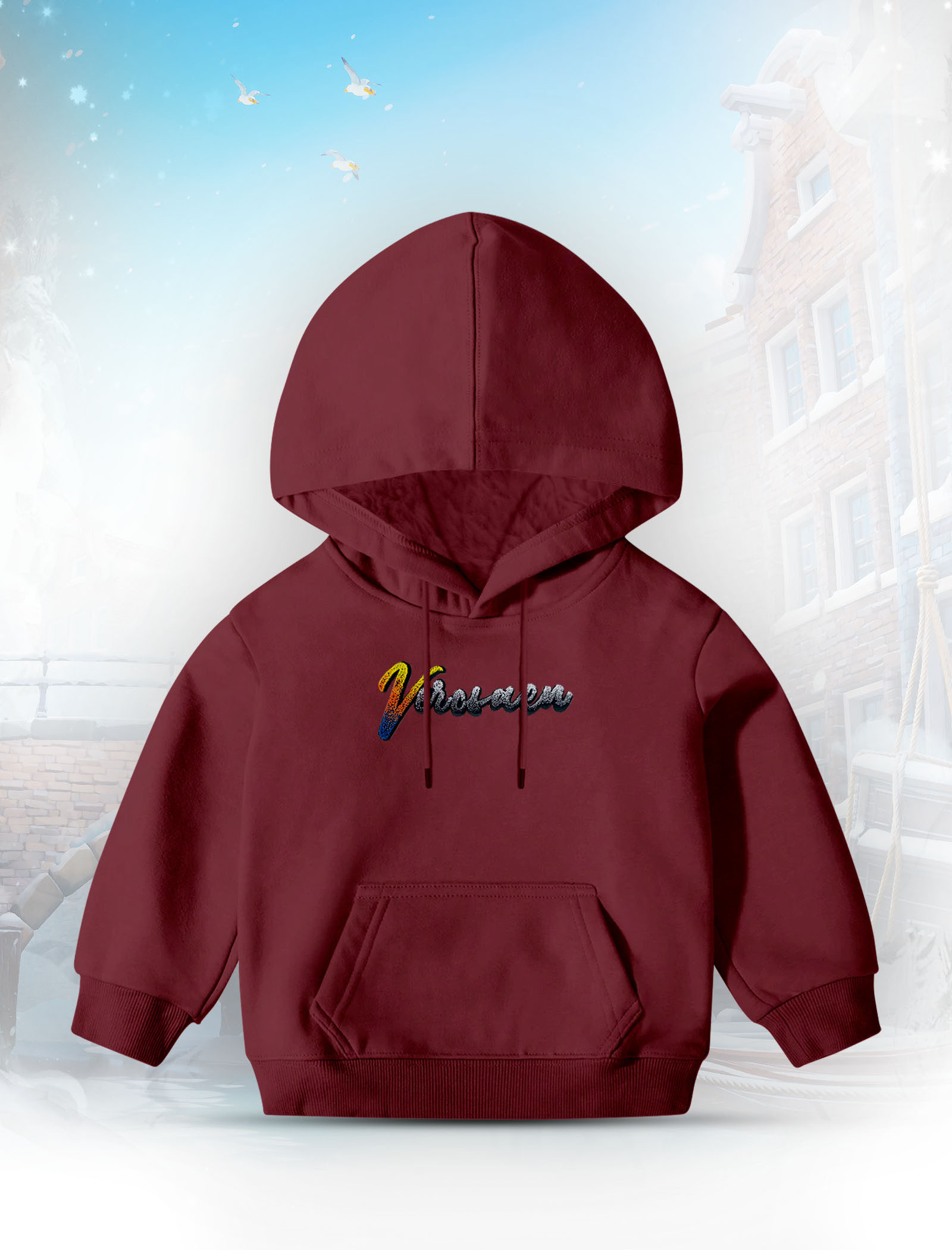 KHUDI15 Maroon  Kids Hoodie
