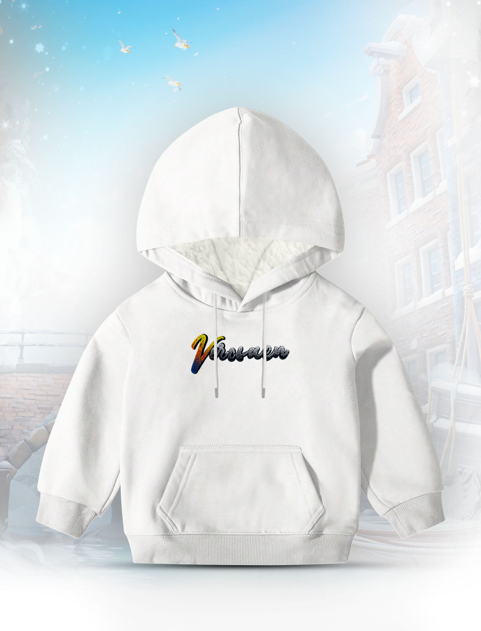 KHUDI15 White Kids Hoodie