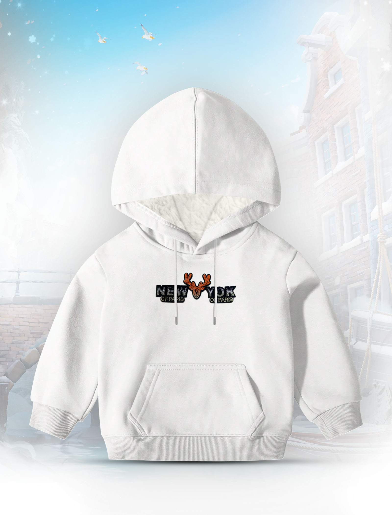 KHUDI14 White Kids Hoodie