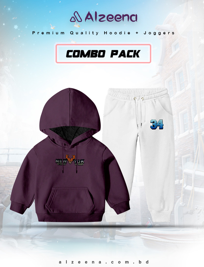 KHUDI14 Purple & KJOG19 White  Hoodie combo