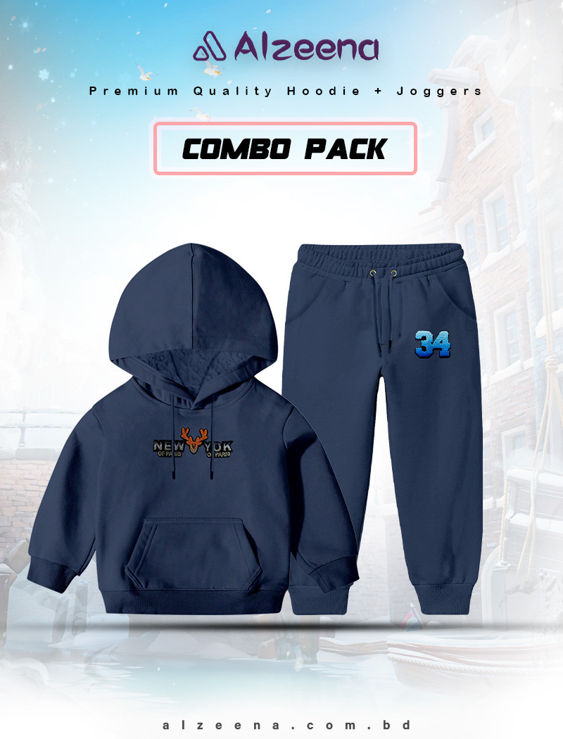 KHUDI14 & KJOG19 Navy Blue  Hoodie combo