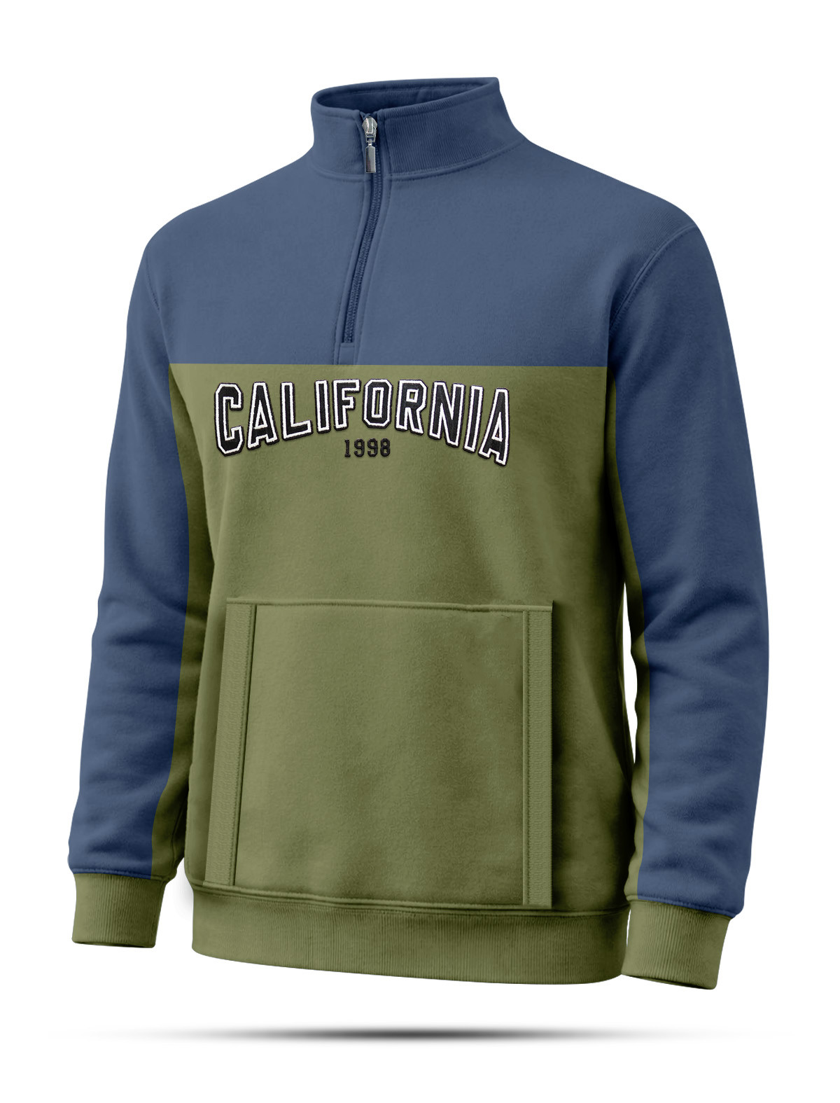 SFT53 Navy blue & Olive High Nick Sweatshirt